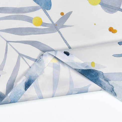 Blue and Grey Shower Curtain, Floral Shower Curtain with 12 Hooks, Teal Plant Shower Curtain, Botanical Nature Leaf Shower Curtain, Waterproof Shower Curtains for Bathroom