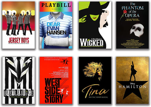 American Musical Posters 8PCS Prints Decor Wall Art Print for Bedroom Living Room 11.5 x 16.5 inch