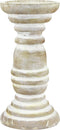 Stonebriar Decorative Worn White Wooden Pillar Candle Holder, Coastal Home Decor, Ocean Inspired Designs for Wedding Decorations, Parties, or Everyday Home, Large