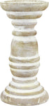 Stonebriar Decorative Worn White Wooden Pillar Candle Holder, Coastal Home Decor, Ocean Inspired Designs for Wedding Decorations, Parties, or Everyday Home, Large
