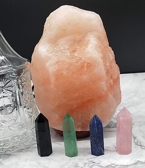 Luckeeper Healing Crystal Wands |4 PCS 2" Green Fluorite, Lapis Lazuli Crystal Wand & Rose Quartz Crystal Points,Black Obsidian| 6 Faceted Reiki Chakra Meditation Therapy
