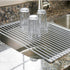 iPEGTOP Roll Up Dish Drying Rack with 304 Stainless Steel Plates Holder Pot Lid Organizer, Over the Sink Kitchen Foldable Multipurpose Dish Drainer Rack for Fruits Vegetable,16.9" x 12.6"