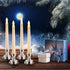 CXMYKE 6PACK 7.9" LED Taper Candles with Removable Silver Candle Holders - Battery Operated Flameless Window Candles with Remote Timer - Warm White Flicker Light - Perfect for Wedding/ Birthday Decor