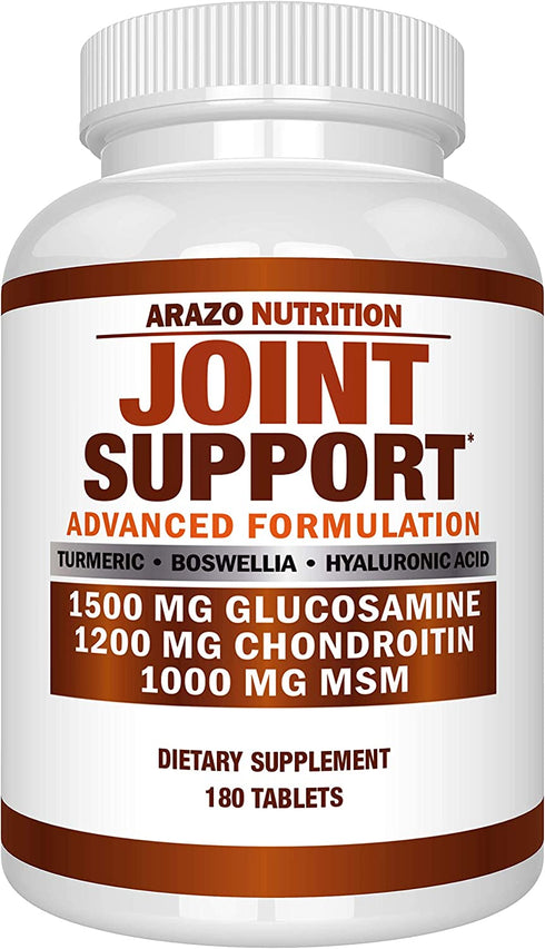 Glucosamine Chondroitin Turmeric Msm Boswellia - Joint Support Supplement for Relief 180 Tablets - Arazo Nutrition
