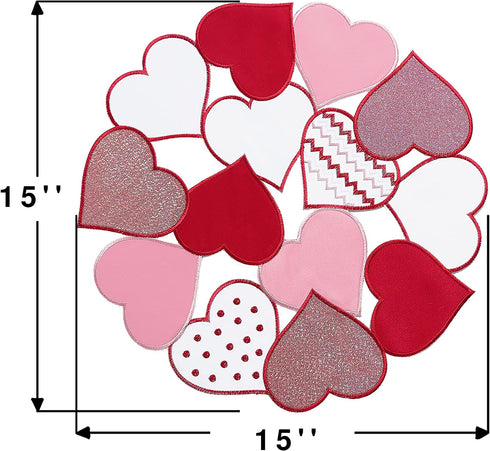 Valentine's Day Red Heart Placemats Set of 4, 15 Inch Round Place Mats for Dining Table, Mother's Day or Wedding Table Decoration,14th February Gifts