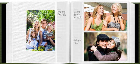Fabric Frame Cover Photo Album 200 Pockets Hold 4x6 Photos, Herbal Green