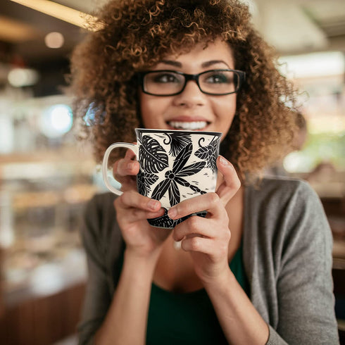 Karma Gifts Black and White BOHO Mug, 16 oz, SEA TURTLE