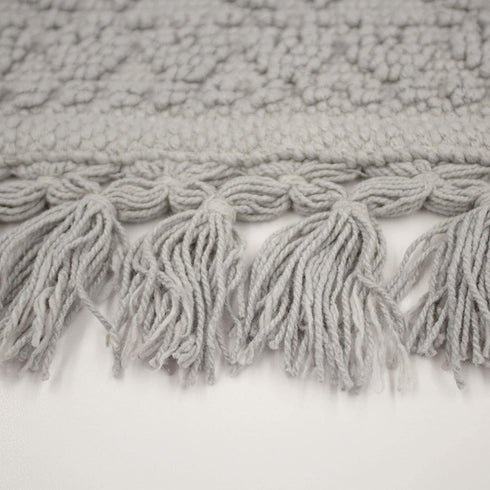 French Connection Nellore Bath Mat | Woven and Beaded Bathroom Rug | 100% Cotton | Premium Bathroom D©cor | Machine Washable | Measures 20"x34" | Light Grey
