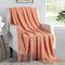 BRSnugU Throw Blanket for Couch,Warm & Cozy Fluffy Acrylic Knitted Bed Throws with Tassels for Sofa,Decor,Travel,All Seasons Suitable for Adults and Kids,50"x60",Coral