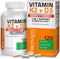 Bronson Vitamin K2 (MK7) with D3 Extra Strength Supplement Bone and Heart Health Non-GMO Formula 10,000 IU Vitamin D3 & 120 mcg Vitamin K2 MK-7 Easy to Swallow Vitamin D & K, 120 Capsules