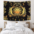 Sun and Moon Tapestry Stars Tapestry Black and Gold Wall Tapestry Psychedelic Moon Tapestry Trippy Celestial Tapestry Wall Hanging for Room (51.2 — 59.1 inches)