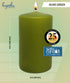 Hyoola Olive Green Pillar Candles 2x4 Inch - 4 Pack Unscented Pillar Candles Bulk - European Made