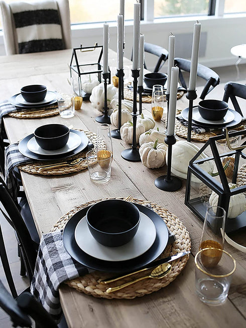 Yesland 4 Pack 13.5'' Large Rattan Tablemats - Natural Round Braided Water Hyacinth Weave Placemat - No-Slip Thick Wooden Heat Resistant Mats for Table, Coasters, Pots, Pans & Teapots in Kitchen