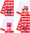 Ruisita Set of 4 Valentines Day Love Dish Towels 28 x 18 Inch Absorbent Red Buffalo Plaid Kitchen Towel Oversized Decorative Towels for Cleaning, Cooking, Baking, Drying