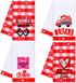 Ruisita Set of 4 Valentines Day Love Dish Towels 28 x 18 Inch Absorbent Red Buffalo Plaid Kitchen Towel Oversized Decorative Towels for Cleaning, Cooking, Baking, Drying