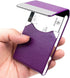Padike PU Leather Business Card Holder for Women Slim Pocket Business Name Card Holder Stainless Steel Business Card Case with Magnetic Shut (Purple)