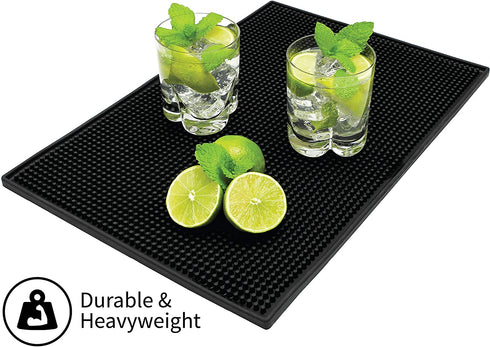 S&T INC. Rubber Bar Mats, Coffee Maker Mats, or Countertop Spill Mats, 11.9 Inch x 17.8 Inch, Black, 2PK