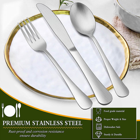 LIANYU 30 Piece Matte Silverware Set, Satin Finish Flatware Cutlery Set for 6, Include Knife Fork Spoon, Fancy Eating Utensils Tableware Set for Home Restaurant Party, Dishwasher Safe