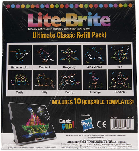 Lite Brite Ultimate Classic Refill Pack - Animal Theme - 10 Reusable Templates - Amazon Exclusive , Black