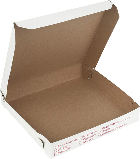 10" Length x 10" Width x 2" Depth Lock Corner Clay Coated Thin Pizza Box by MT Products (20 Pieces)