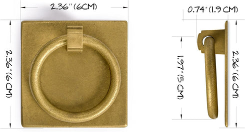 CBH Ring Plate Pulls 2.3 Inches - Set of 2 - Architectural, Interior Design, Furniture Cabinet Customization Hardware