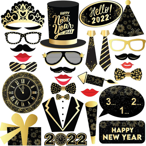 New Years Photo Booth Props 2022 - New Years Eve Party Supplies 2022 | New Years Props Picture, New Year Decorations 2022 | NYE Photo Booth Props 2022, New Years Eve Photo Booth Props 2022, Little DIY