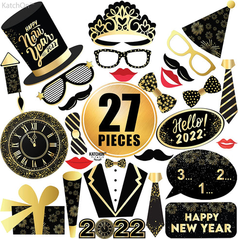 New Years Photo Booth Props 2022 - New Years Eve Party Supplies 2022 | New Years Props Picture, New Year Decorations 2022 | NYE Photo Booth Props 2022, New Years Eve Photo Booth Props 2022, Little DIY
