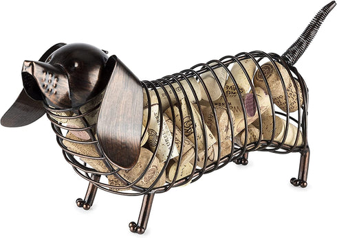 True Dachshund Cork Holder, Decorative Wine Cork Storage and Decor, Set of 1, Rustic Bronze Finish