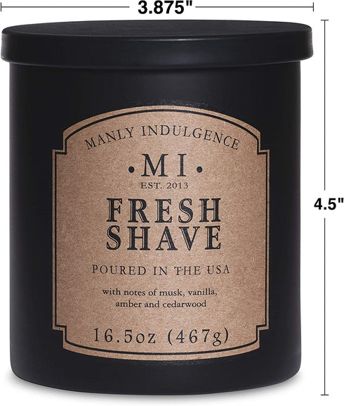 Manly Indulgence Fresh Shave Candle With Notes of Musk, Vanilla, Amber and Cedarwood (16.5 Oz)