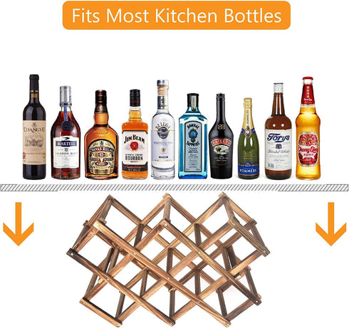 Callenbach Wine Rack Countertop, Wine Bottle Holder Table Wine Racks Freestanding Floor, Wooden Foldable 10 Bottles Wine Storage for Wine Cabinet, Home Kitchen, Dining Room, Pantry, Wine Cellar, Bar