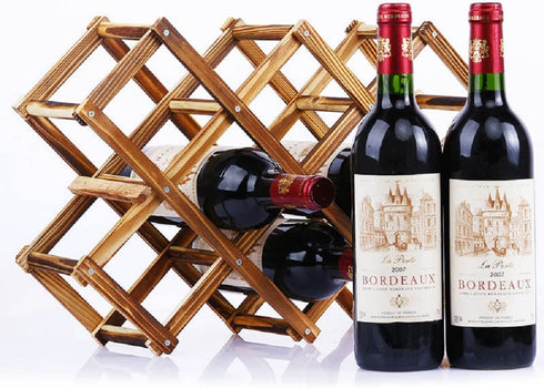 Callenbach Wine Rack Countertop, Wine Bottle Holder Table Wine Racks Freestanding Floor, Wooden Foldable 10 Bottles Wine Storage for Wine Cabinet, Home Kitchen, Dining Room, Pantry, Wine Cellar, Bar