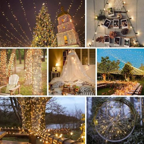 Extendable 82FT 200 LED Christmas String Lights for Outdoor/Indoor, Green Wire Christmas Tree Lights with 8 Modes, Plug in String Lights for Xmas Decorations Party Wedding Garden (Warm White)