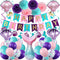 Mermaid Party Supplies Birthday Decorations, Happy Birthday Banners, Pom Poms Flowers, Hanging Swirl, Inflatable and Reusable Foil Balloons for Girl's Birthday Party and Baby Shower Party Decorations