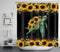 ECOTOB Sea Turtle Sunflower Shower Curtain for Bathroom, Rustic Farmhouse Yellow Sunflowers Ocean Animal Turtle on Black Background Fabric Bathroom Decor Set with Shower Curtain Hooks, 72x72 Inch