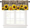 Window Valances Live Love Laugh Sunflower on a Wooden Board 1 Panel, 54 x 18 Inch Window Treatment Decor Curtains Rod Pocket Valances for Kitchen/Living Room