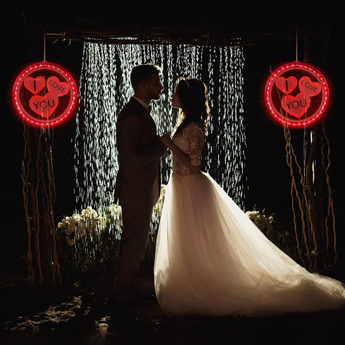 Wedding Decor Window Light, 8in Dia I Love You Sign Light Battery Operated, Lighted Valentines Decor with Hook and Stick-Glue for Wall Window Bedroom Anniversary Engagement Proposal Dating Party