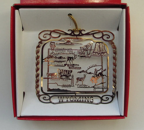 Wyoming State Brass Ornament Souvenir Gift