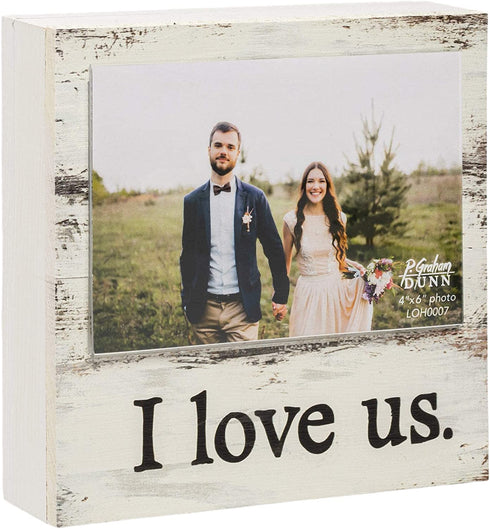 P. Graham Dunn I Love Us Whitewash 7 x 7 Wood Box Wall Photo Frame Plaque