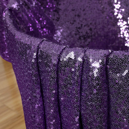 Kirsooku Purple Sequin Tablecloth Glitter Sparkly Iridescent Shimmer for Round Table Cloth 70 Inch Table Covers Decorations for Birthday Party Supplies Event Wedding Table Skirt Decor