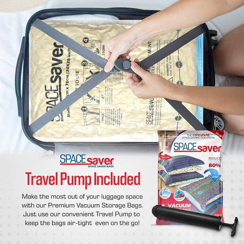 Spacesaver Premium Vacuum Storage Bags. 80% More Storage! Hand-Pump for Travel! Double-Zip Seal and Triple Seal Valve! Vacuum Sealer Bags for Comforters, Blankets, Bedding, Clothing! (Large 3-Pack)