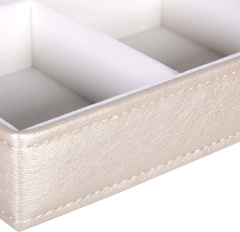 Richards Homewares Stackable Jewelry Storage Organizer Tray, 8-Compartment with Ring Holder, Champagne