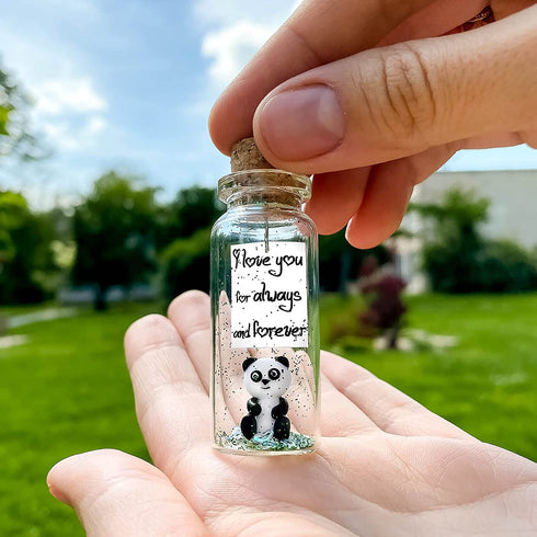 I Love You For Always and Forever - Cute and Kawaii Panda Figurine Gifts - Romantic Anniversary Presents for Men and Women - Meaningful Gift Idea for Friends and Family (Panda Bear and Message in a Bottle, I Love You For Always and Forever)