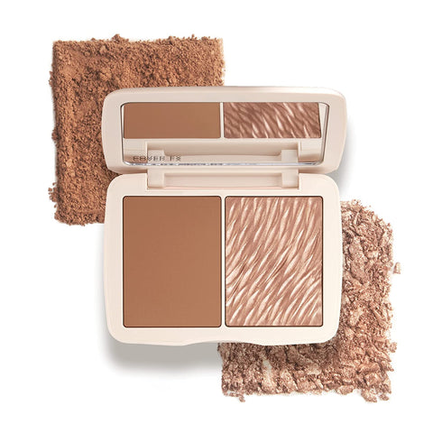 COVER FX Monochromatic Bronzer Duo - Sunkissed Bronze - Soft Matte and Luminous Shimmer Powder Bronzer Makeup - All Skin Types - 0.51 Oz