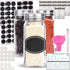 Spice Jars - Spice Containers - Spice Jar - 14 Square Glass Spice Bottles (4 oz) with 60 Chalkboard Labels, Chalk Marker, Stainless Steel Lid, Shaker Insert Tops, Funnel - Complete Organizer Set