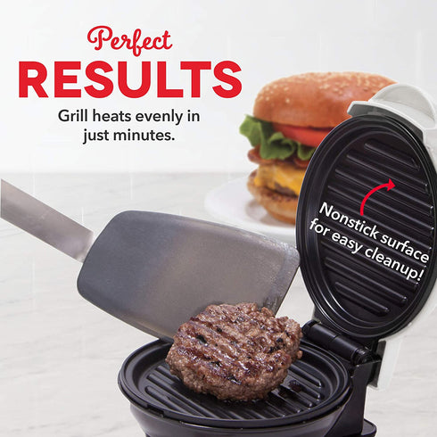 Dash Mini Maker Portable Grill Machine + Panini Press for Gourmet Burgers, Sandwiches, Chicken + Other On the Go Breakfast, Lunch, or Snacks with Recipe Guide - White