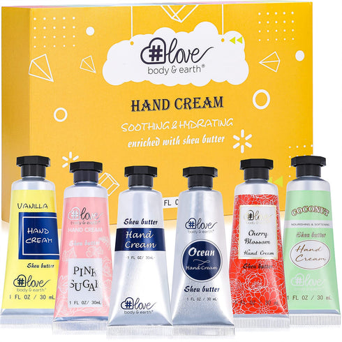 BODY & EARTH # LOVE Hand Lotion Set, Hand Cream for Women, Lotion Gift Set, Pack of 6 Hand Cream Gift Sets, Holiday Gift for Mother's Day Valentine's Day Christmas