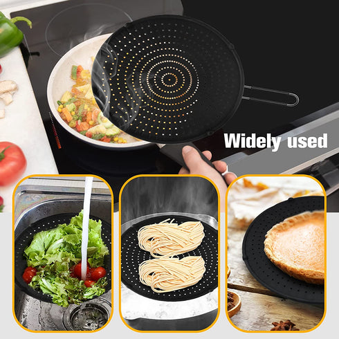 Splatter Screen for Cooking, Splatter Screen for Frying Pan,13? Multi-Use Hot Oil Splash Guard W Fish Scale Rag × 2, Drain Board, Non-Stick, Food Safe & Heat Resistant Universal Pan Cover