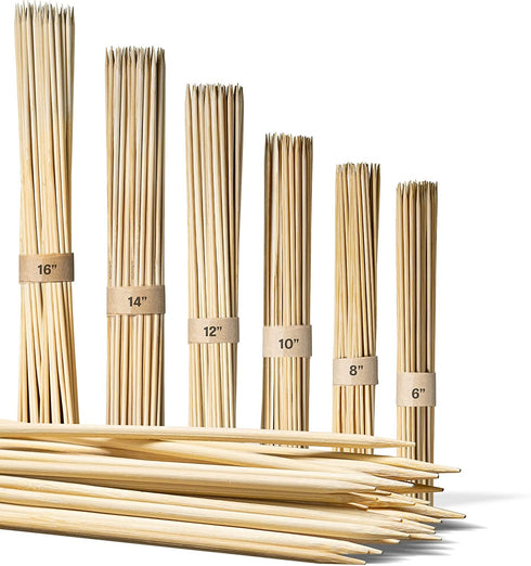 150 Bamboo Skewers For Kabobs - 25 Pieces Of 6 8 10 12 14 & 16 Inch | Wooden Skewers | Kabob Sticks | Kabob Skewers For Grilling | Skewer Sticks | Kebab Skewers | Bbq Skewers | Smores Skewers