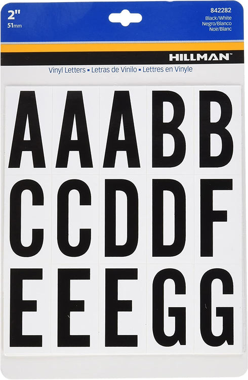 Hillman 842282 Pack Adhesive Letters, 2-Inch, Black/White