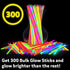 PartySticks Glow Sticks Party Supplies 300pk - 8 Inch Glow in The Dark Light Up Sticks Party Favors, Glow Party Decorations, Neon Party Glow Necklaces and Glow Bracelets with Connectors